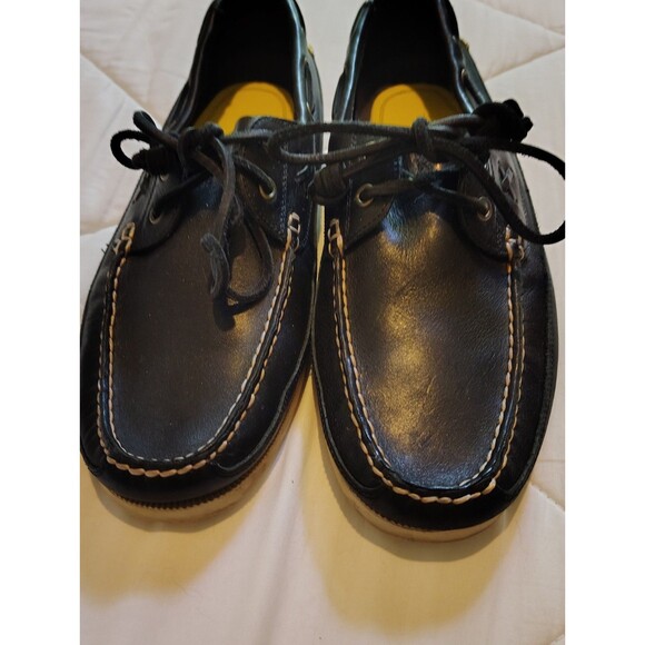 Polo Ralph Lauren Leather Boat Shoes - Men’s Size 11D - Black with Yellow... main image 9